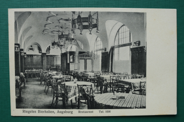 AK Augsburg / 1905-1920 / Riegeles Bierhallen / Restaurant / Einrichtung Möbel Jugendstil